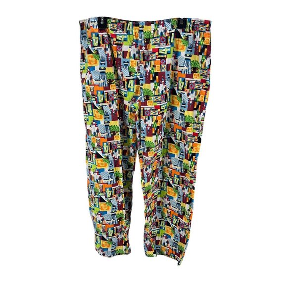 Disney Parks Authentic Original XL Mens Lounge Pants Colorful Retro Print  Cotto - Picture 1 of 8